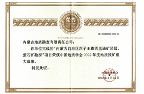 地勘公司喜獲2022年度地質(zhì)學(xué)會十大找礦成果獎
